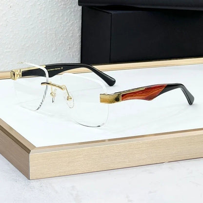 The Magic I Rimless High Street Sunglasses Big Square Germany Trendy Alloy Acetate UV400 Top Quality Outdoor Unisex with Case