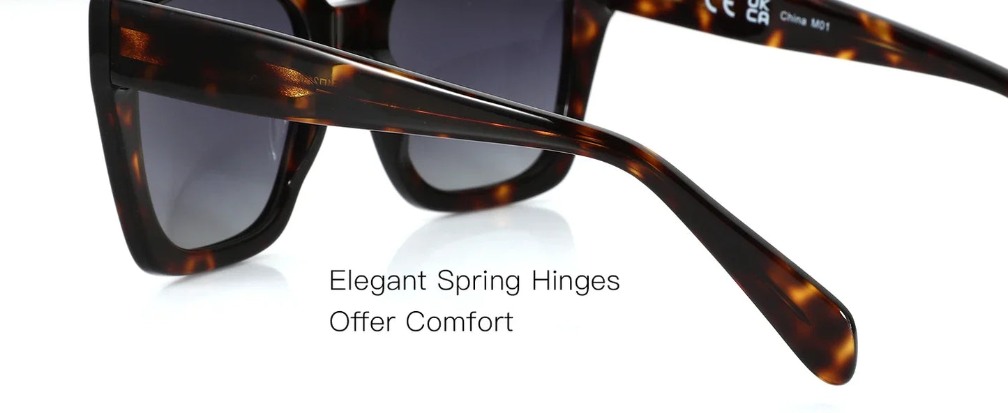 Trend Square Polarized Sunglasses Women Uv400 Protection Shade Ultra Light Acetate Fashion Sun Glasses ZS6217