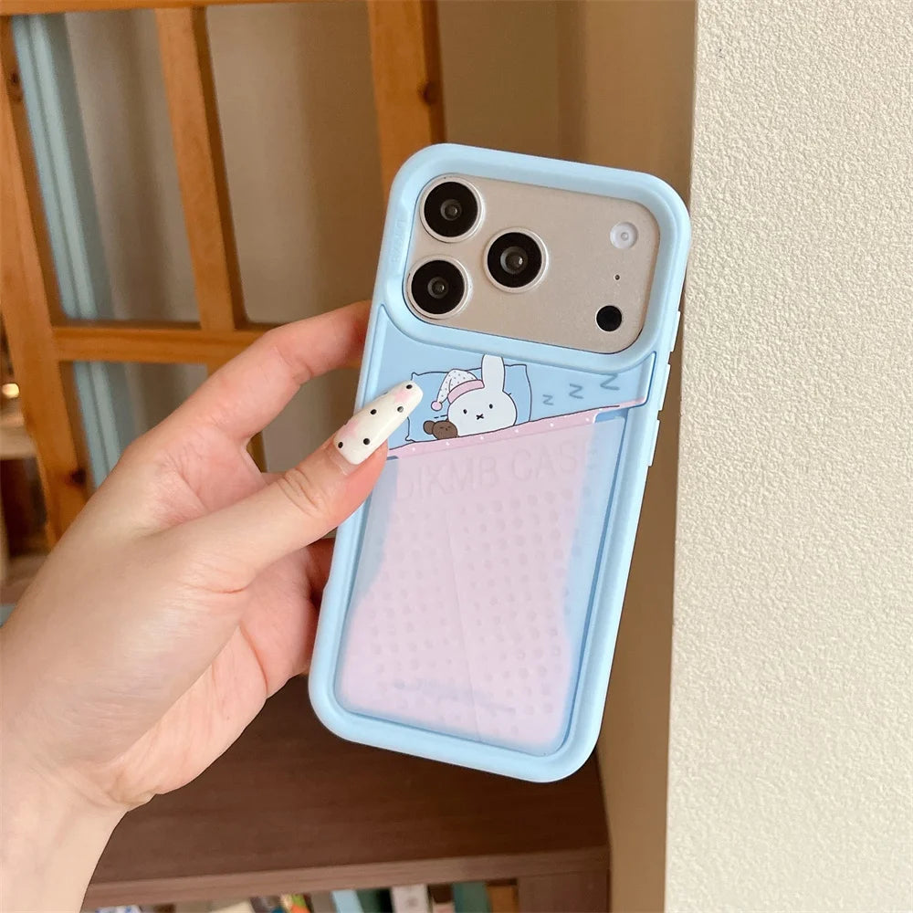 Fashion Cute Miffy Rabbit Kawaii Phone Case for iPhone 16 Pro Max 15 16 17 15 Pro 17 Pro Cover With Card Holder Charm Cases Capa