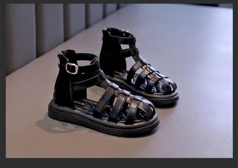 2024 Summer Kids Sandals for Girls New Fashion Children Thick Bottom High-top Roman Sandals Simple Toddlers Causal Beach Shoes