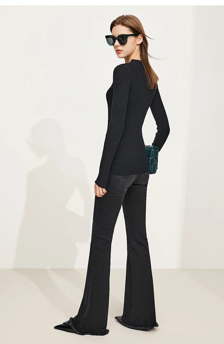 Jeans For Woman 2025 Winter New Slim-fit Warm Versatile Flared Pants Simple Commuter Casual Casual Woman Trousers 12344022