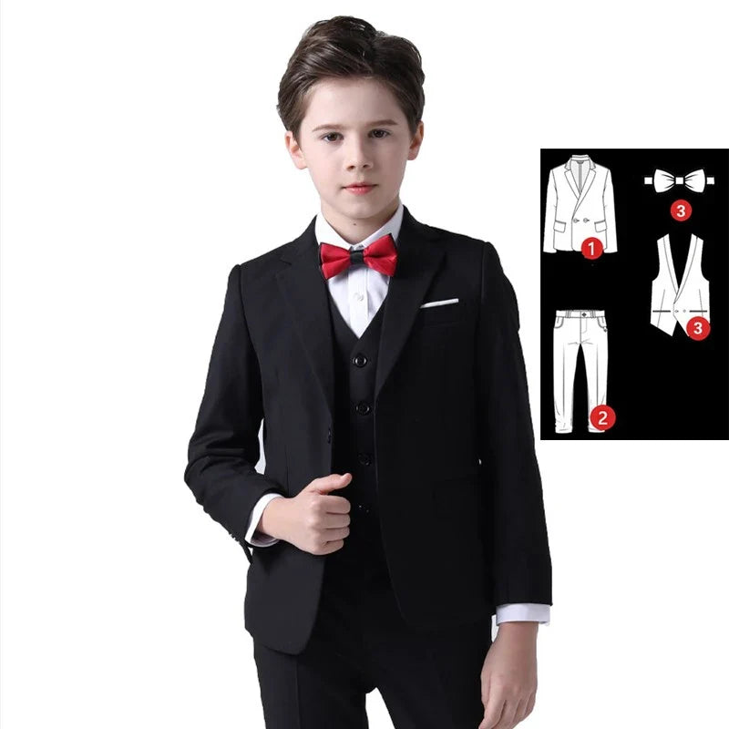 Top Quality Big Boys Suit For Wedding Teenager Kids Formal Tuxedo Dress Children Photograph Blazer Party Performance Costume