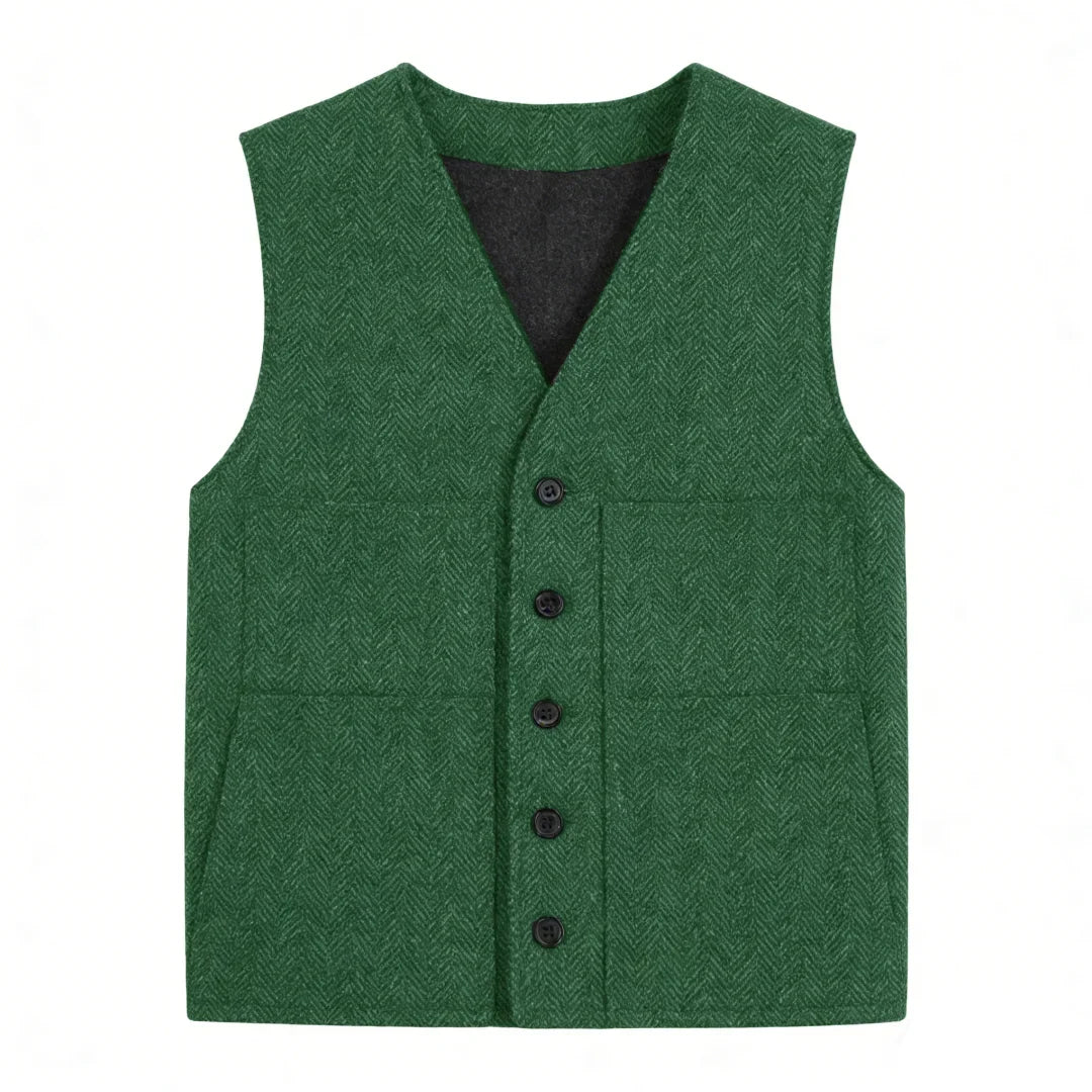 Men Vest Gray V Neck Herringbone Single Button Waistcoat For Wedding Birthday Banquet Party Business Work Daily Men Suit Vest