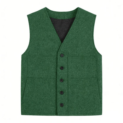 Men Vest Gray V Neck Herringbone Single Button Waistcoat For Wedding Birthday Banquet Party Business Work Daily Men Suit Vest