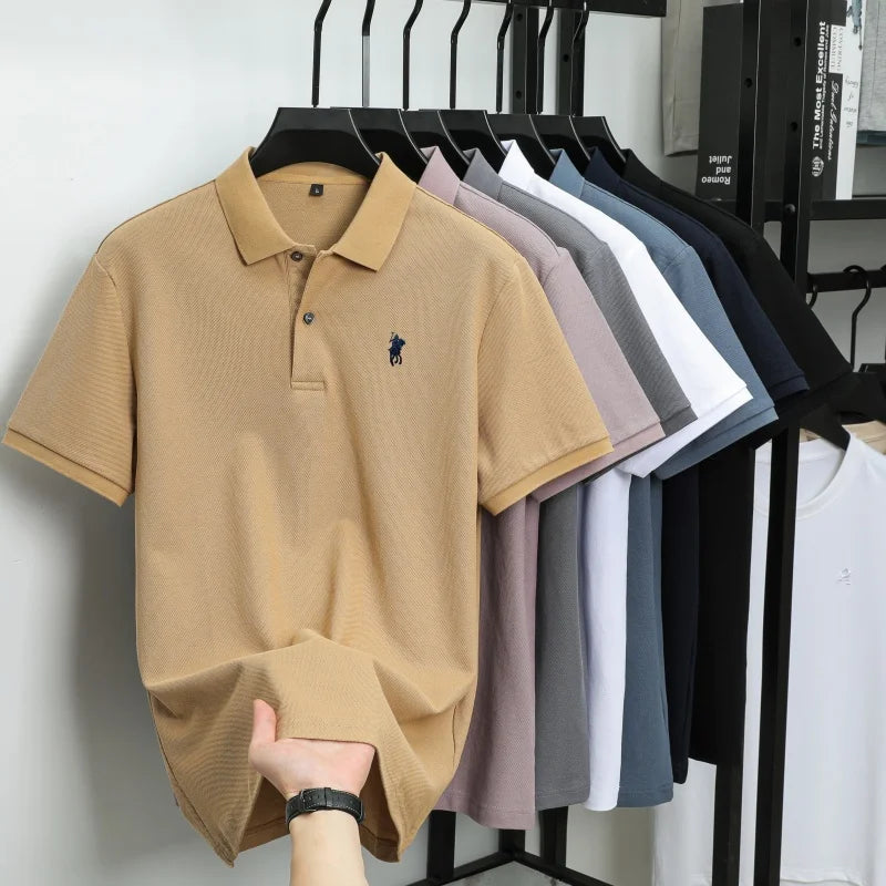 100% pure cotton fashion luxury brand pony embroidered comfortable POLO shirt for summer mens new striped exquisite short sleeve