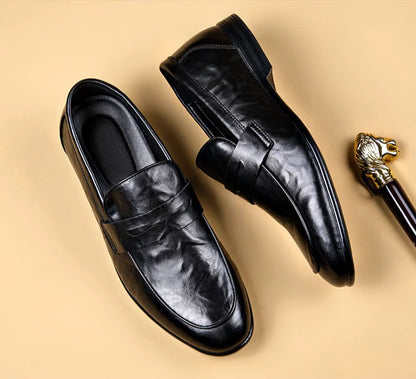 Social Shoe Male Leather Casual Round Toe Men's Formal Shoes Business Luxury Designer Clothing Office Party Gentleman 2025 Trend