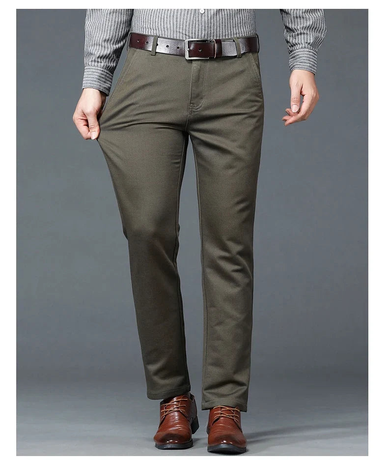 6 Colors Male Autumn Winter Casual Pants Chic Straight Formal Office Luxury Trousers Fashion Elastic Men Business Suit Pants