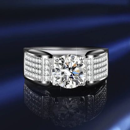 1ct D Color Moissanite Wedding Band Men Ring 925 Sterling Silver with Gold Plated Wedding Engagement Rings Gift For Man