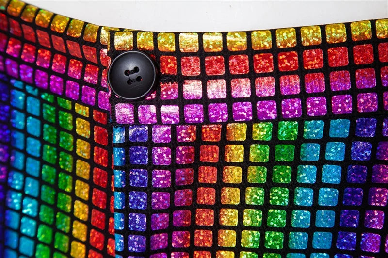 New Men Luxurious Sequined Checkered Suit Pants Fashion Male Dance Party Bar KTV Casual Dress Small Stretch Trousers