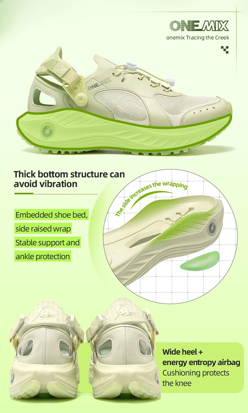 Breathable Mesh Quick Dry Water Shoes Shock Absorb Anti Slip Rock Grain Light Hiking Sneakers Unisex Outdoor Camping