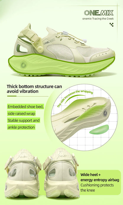 Breathable Mesh Quick Dry Water Shoes Shock Absorb Anti Slip Rock Grain Light Hiking Sneakers Unisex Outdoor Camping
