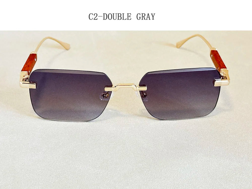 Vintage Square Sunglasses For Men Rimless Sunglasses Women Trendy Retro Fashion Glasses Gafas De Sol Hombre Lunette Soleil Femme