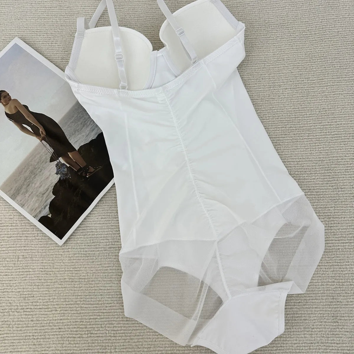 Thin Shapewear Bodysuit with Built in Bra Tummy Control Postpartum Slimming Underwear