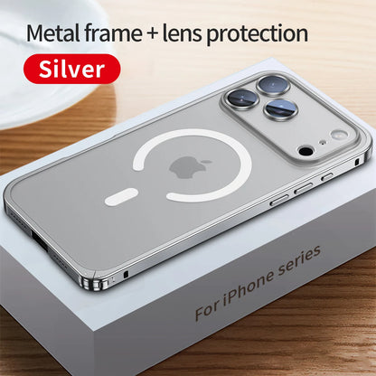 Aluminum Metal Case For iPhone 17 ProMax 16 15 14 13 12 Pro Max Plus with Magsafe Magnetic Charging Lens Glass Protector