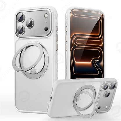 360° Mechanical Torque-Sound Rotating Holder Magnetic Case For iPhone Air 16 15 Plus 14 13 17 Pro Max Armor Cover For Magsafe