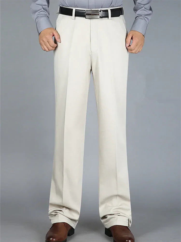 Suit Pants Men Formal Dress Trousers Autumn Elastic Office Plus Size 42 40 Business Thick Straight High Waist Male White Clothes