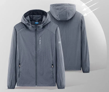 Summer Outdoor Quick Dry Sun-Protective Thin Jacket Men Hiking Fishing Cycling Hooded Gym Sport Windbreaker Ultra Light Coats