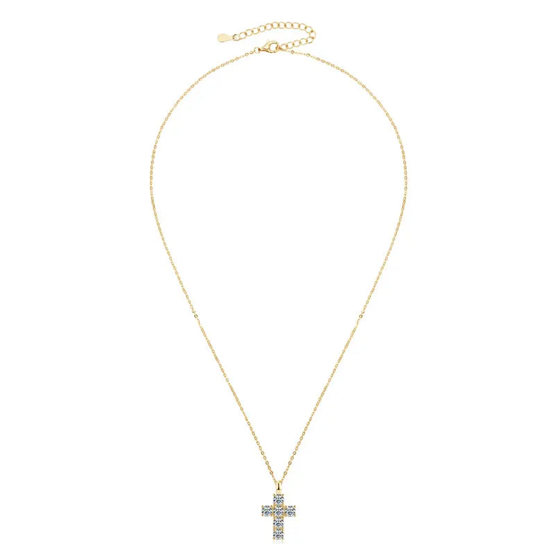 GRA Certified 3.5MM Moissanite Cross Pendant Necklaces for Women S925 Sterling Silver Clavicle Chains Fine Jewelry Gift