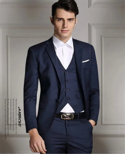 Blazers Pants Vest New Fashion Men Business Casual Suits / Male Solid Color Three Piece Sets Jacket Coat Trousers Waistcoat