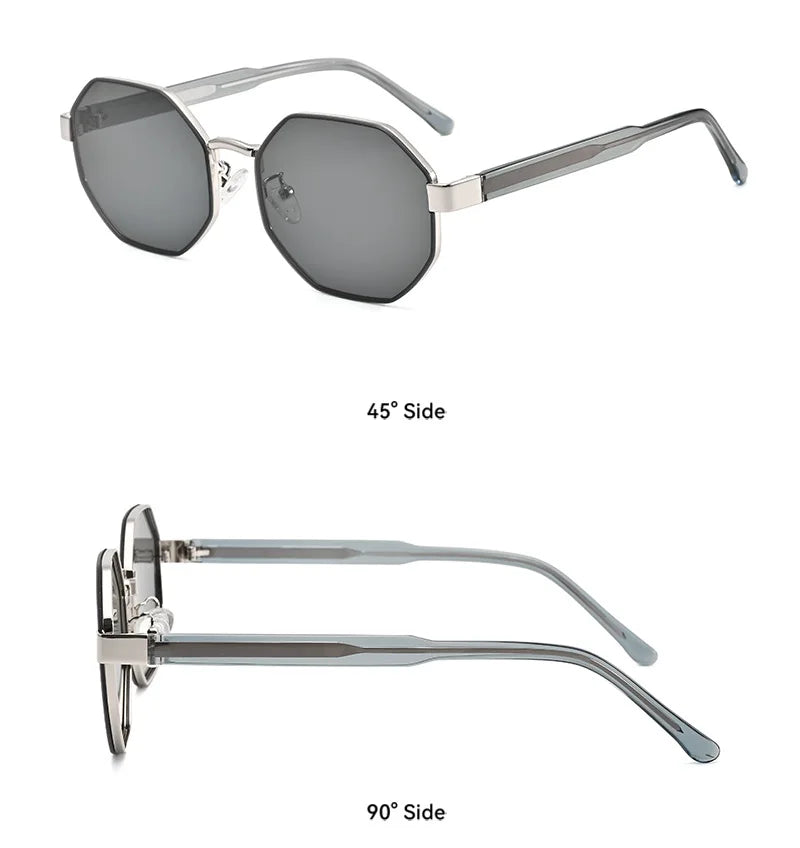 New Fashion Polygon Metal Frame Sunglasses  Women Sunglasses Men Luxury Brand Design Sun Glasses Women Mirror Gafas De Sol UV400