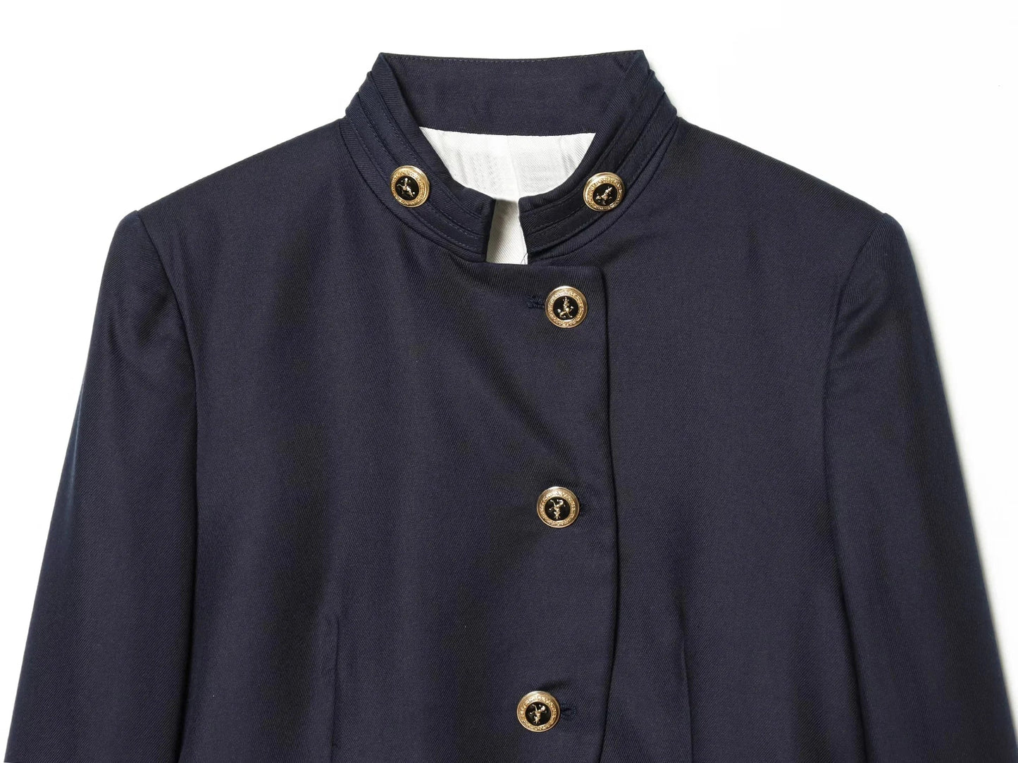 Elegant Casual Chic Women Blazer NavyBlue Buttons Stand Collar Slim Blazer Fashion 2026 Spring Summer Office Lady Blazer