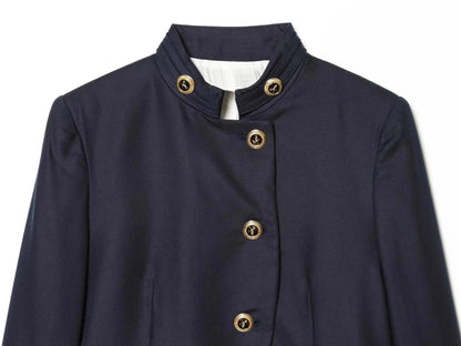 Elegant Casual Chic Women Blazer NavyBlue Buttons Stand Collar Slim Blazer Fashion 2026 Spring Summer Office Lady Blazer