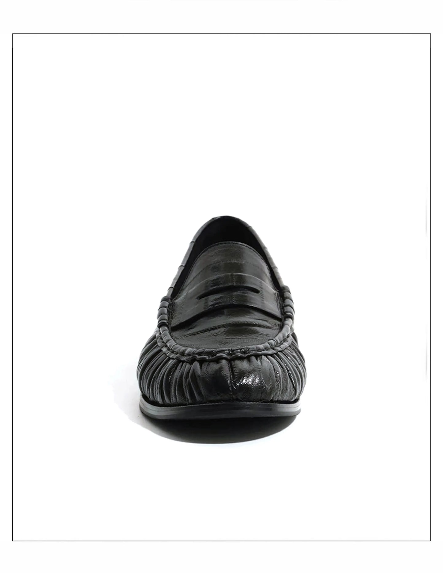 Loafers for men's eel skin pleated design a top layer cowhide slip in formal dress shoe suitable for casual work and commuting