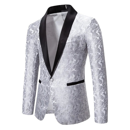 2026 New Men's Red Cashew Flower Blazer, Wedding Party Dress Jacket, White Blue Black Brands Blazers Coat, S M L XL XXL