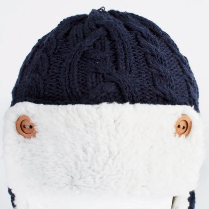 Toddler Kids Baby Winter Knitted Bomber Hat Fleece Lined Warm Cute Beanie for Boys Girls