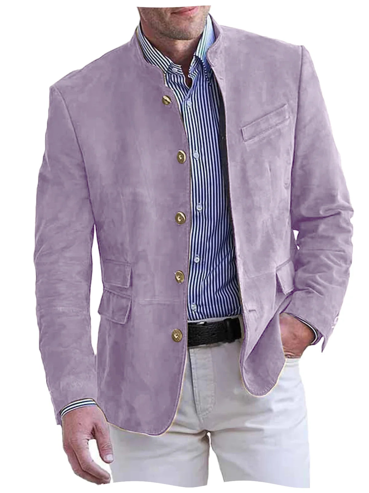 Autumn Winter Men's Casual Blazer Fashion Single-Breasted Snowflake Fleece Jacket Solid Color Daily Work Business Party Coats