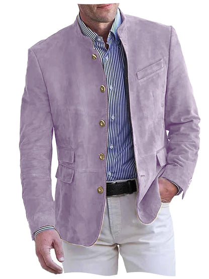Autumn Winter Men's Casual Blazer Fashion Single-Breasted Snowflake Fleece Jacket Solid Color Daily Work Business Party Coats