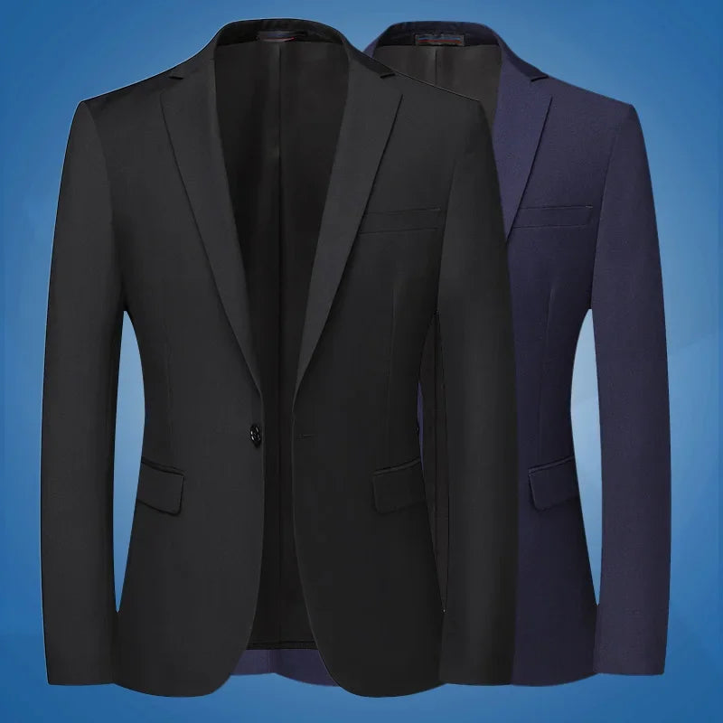 2026 New Arrival Men's Solid Navy Blue  black Blazer Single Breasted Formal Suit Jacket