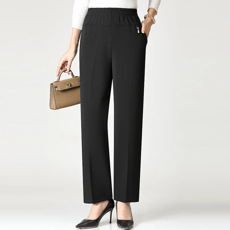 2025 Autumn Fashion Pants Brand Elastic Waist Size Women's Plus Size Thin Pants Casual Office Outdoor Pants