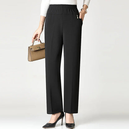 2025 Autumn Fashion Pants Brand Elastic Waist Size Women's Plus Size Thin Pants Casual Office Outdoor Pants