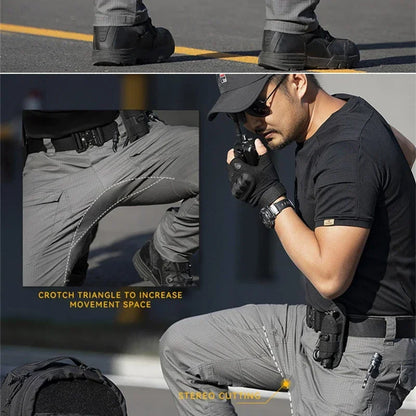 2024 Men Pants Tactical Cargo Pants Casual Waterproof Elastic Outdoor Woring Hiking Safari Style Trousers Male Multi Pockets
