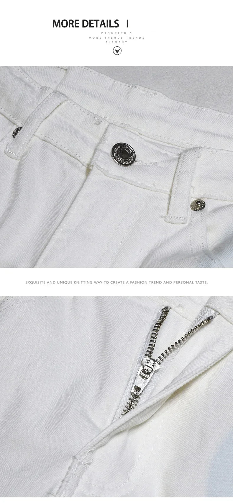 New Ripped Hole Jeans Men White Fashion Harem Male Pants  All-match Stretch Comfortable Streetwear Denim Trousers