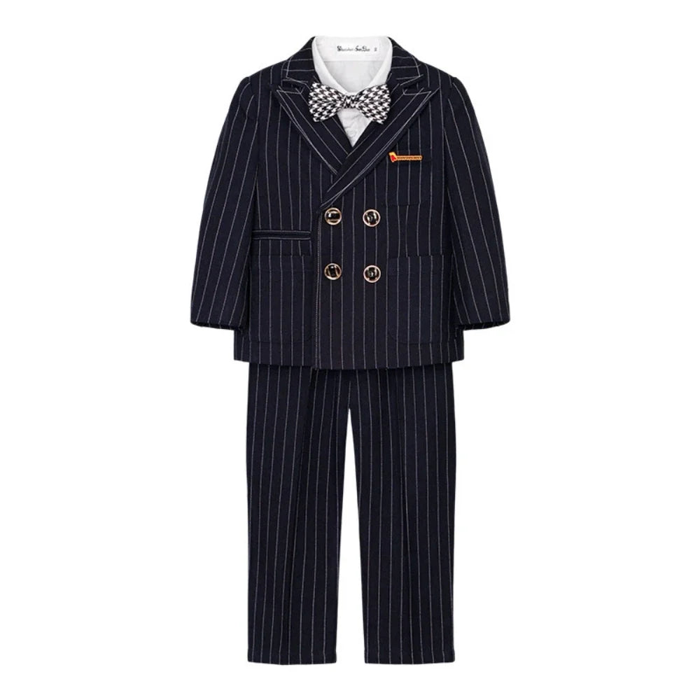 Fast Ship Formal Boys Striped Suits Piano Violin Contest Performance Handsome Smart Kids wedding Ring Bearer Outfit