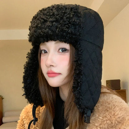 Russian Hat Thick Warm Lamb Fleece Winter Hat for Men Women Windproof Snow Ski Trapper Earflap Cap Male Female Bomber Hat