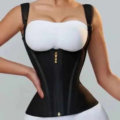 Fajas Body Shaper Shapewear Women Vest Tops Double Compression Waist Trainer Corset Adjustable Zipper and Hook-eyes
