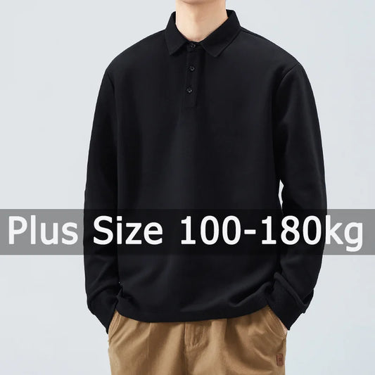 Plus Size Men Polo Shirts Autumn Winter Long Sleeve Polos 1XL-7XL 110-175kg Loose Oversized Tops Big Size Men Clothing 남자 폴로 셔츠