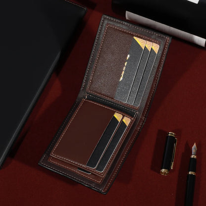Men's Fashion Business Short Wallet With Card Slots Horizontal Soft PU Leather Wallet
