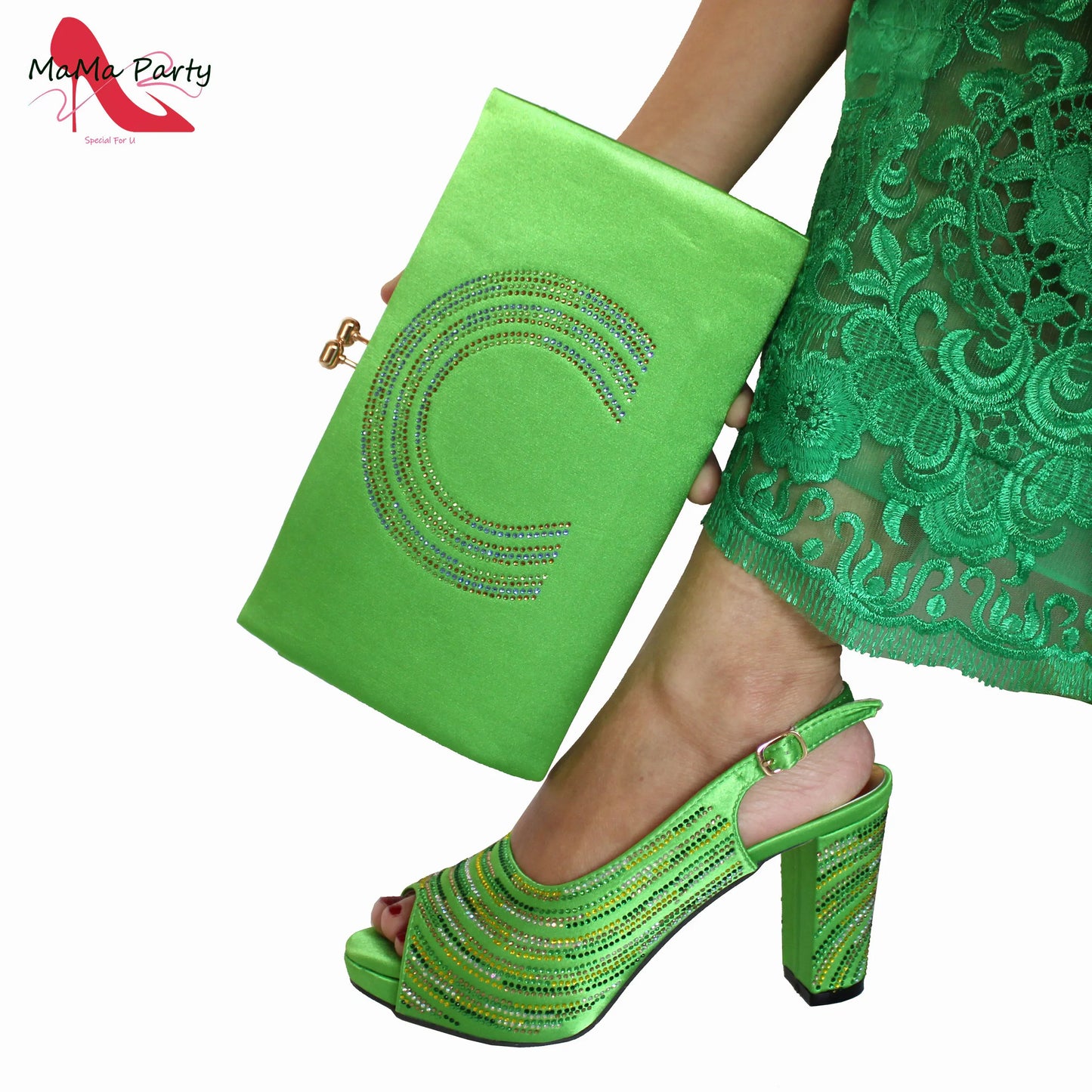 Orange Color Mature Pumps African Design Women Matching Shoes and Bag Set with Platform High Quality Sandals for Wedding