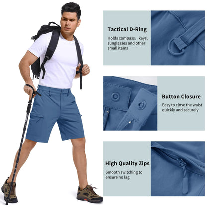 Summer Moisture Wicking Casual Shorts Mens Cargo Work Shorts Running Jogging Sports Bottoms Nylon Rip-Stop Short Pants