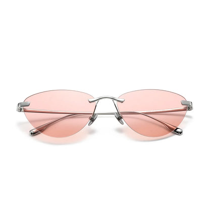 Frameless Cat Eye Sunglasses Fashion New Irregular Sun Glasses Titanium Men Driving Glasses Women Outdoor UV Resistant Eyewear