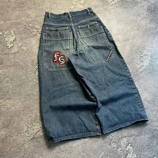 Y2k 2000s Clothes Baggy Jeans For Men  And Women Clothing Harajuku Fashion Retro Hip Hop Embroidery Trousers Woman Streetwear