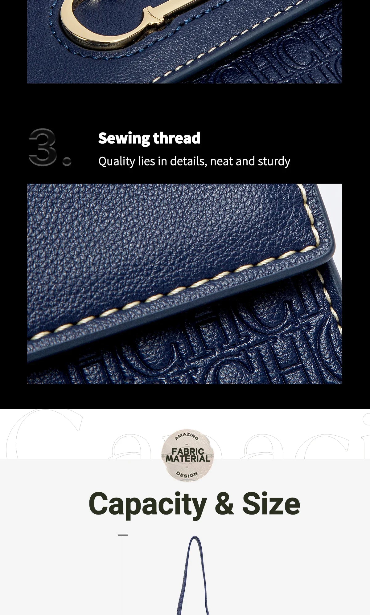 Premium Leather Handbag Monogram Embossing Metallic Clasp Portable Handle Structured Silhouette Ideal Office Evening Events