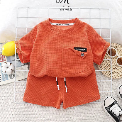 Summer Baby Boy 2pcs Clothes Set Short Sleeve T-shirt And Pants Sport Infant Clothing Kids Children Suit Top Bottoms Outfit