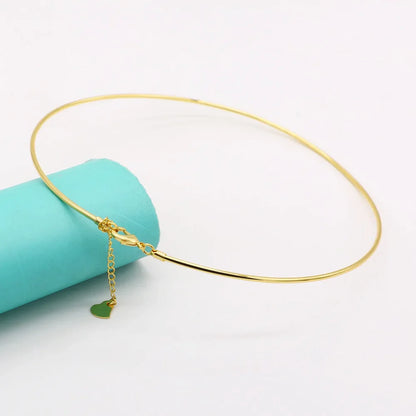 Vintage Simple 925 Sterling Silver Necklace Geometric Choker Shiny And Delicate Collarbone Chain For Women's Golden Jewellery