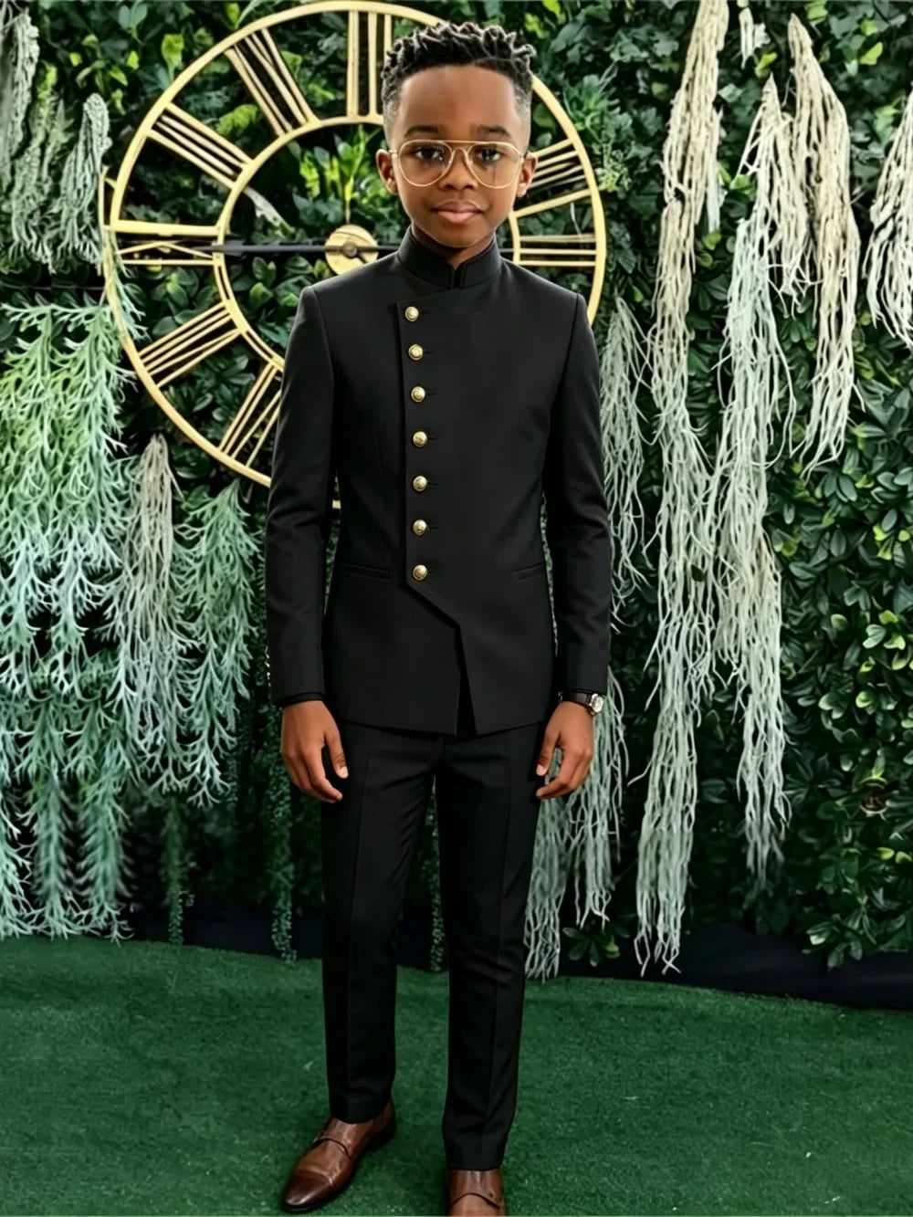 African Boys Suits 2 Pieces Jacket Pants Stage Performance Wear Classic Kids Regular Fit Suit Set Wedding Guest Wear