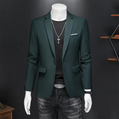 Plus Size 6XL-M Fashion Mens Solid Color Suit Jacket High Quality Business Slim Fit Casual Blazers Formal Social Wedding Tuxedo
